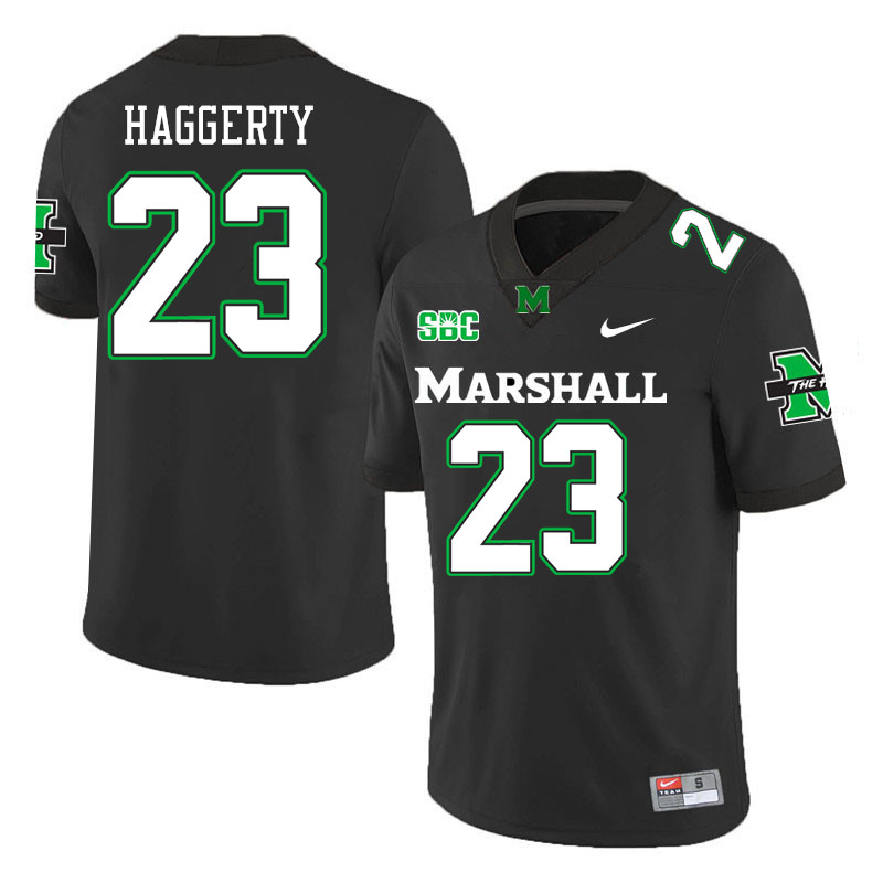 Men #23 Justin Haggerty Marshall Thundering Herd SBC Conference College Football Jerseys Stitched-Bl